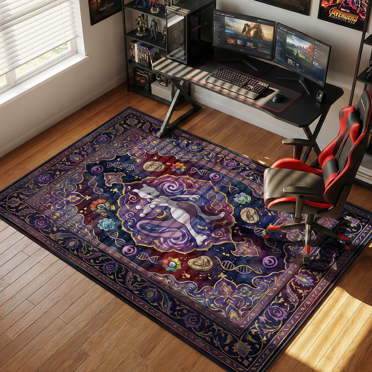 Mewtwo Psychic DNA Chair rug — main product view