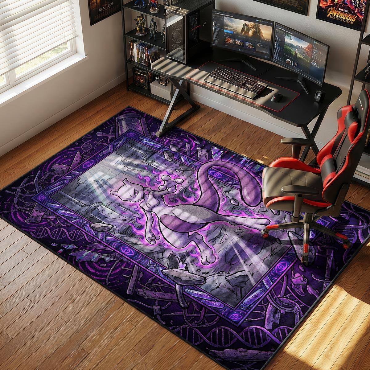 Mewtwo Psychic Ruins Pokémon Chair rug — main product view