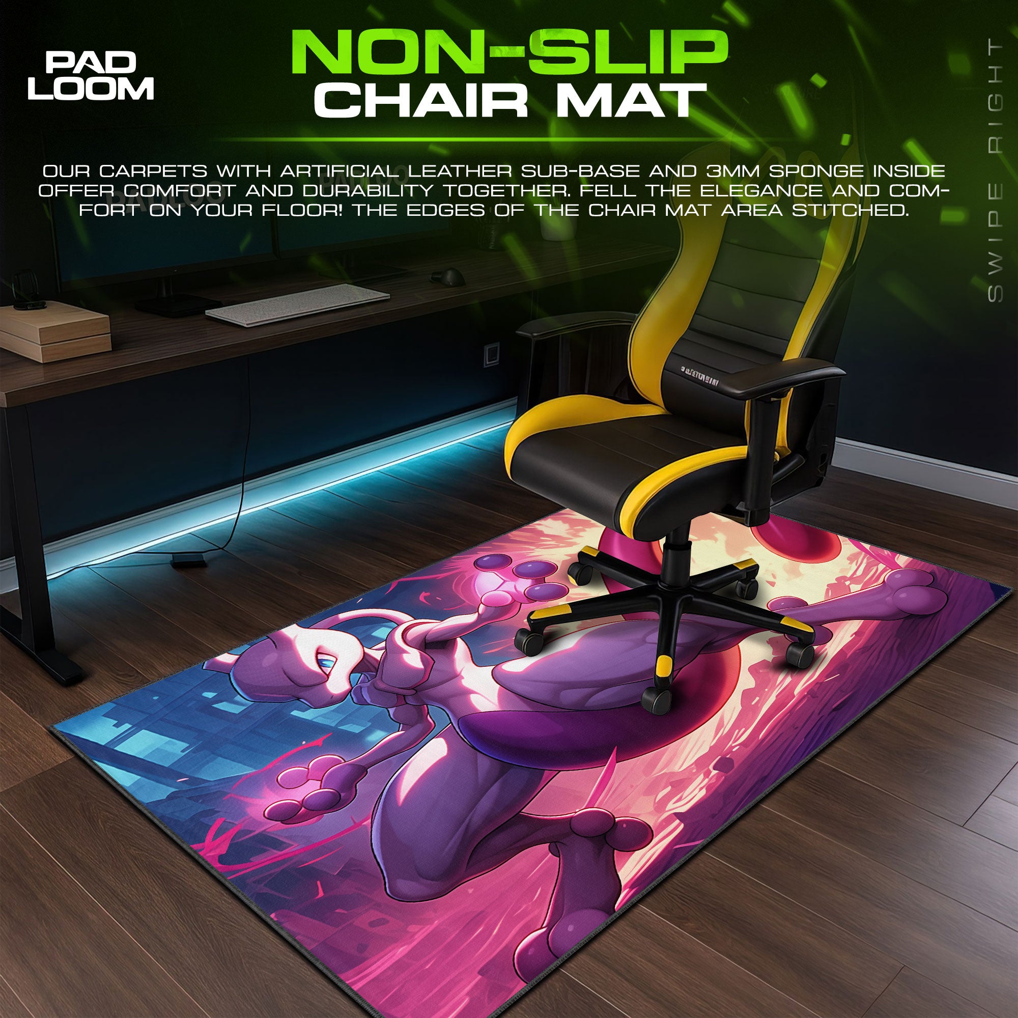 Mewtwo Psychic Shock Mouse Pad, Pokémon Power Surge Gaming Desk Mat