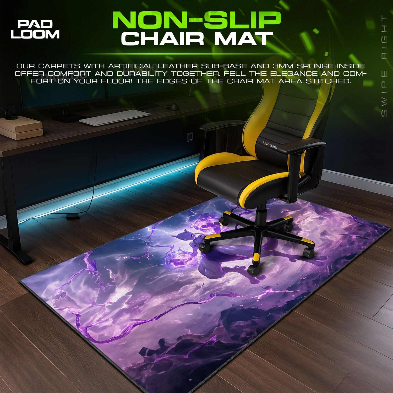 Mewtwo Psychic Storm Mouse Pad, Pokémon Gaming Desk Mat Padloom