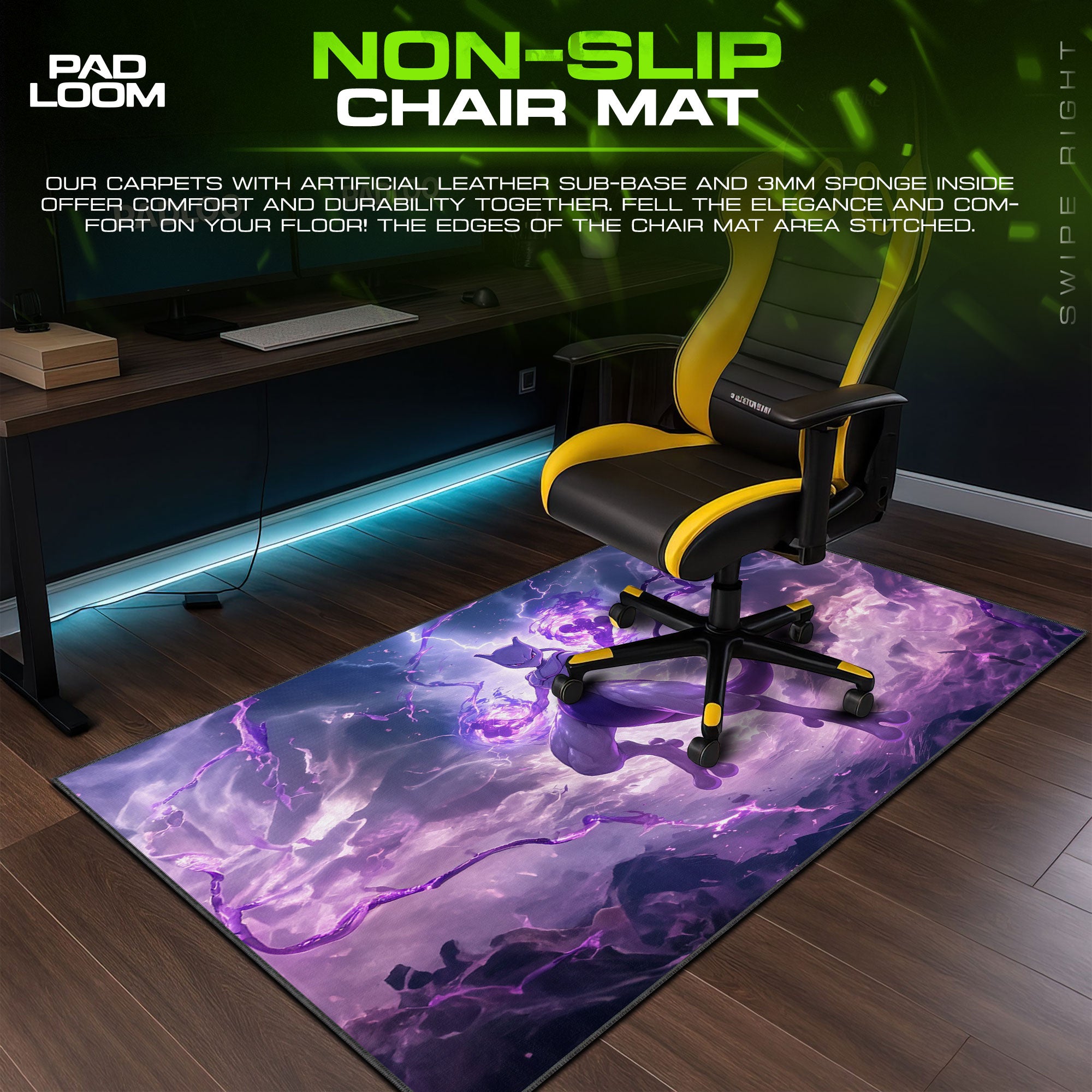 Mewtwo Psychic Storm Mouse Pad, Pokémon Gaming Desk Mat