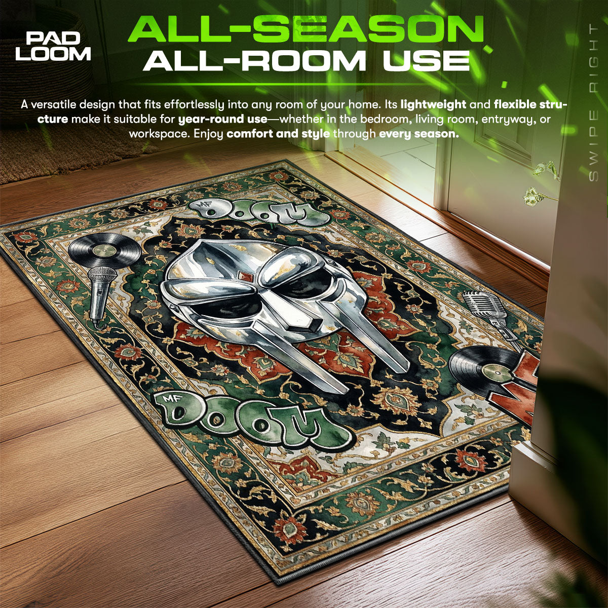 MF DOOM Persian Mask Legacy Hypebeast Floor fan rug — premium quality print