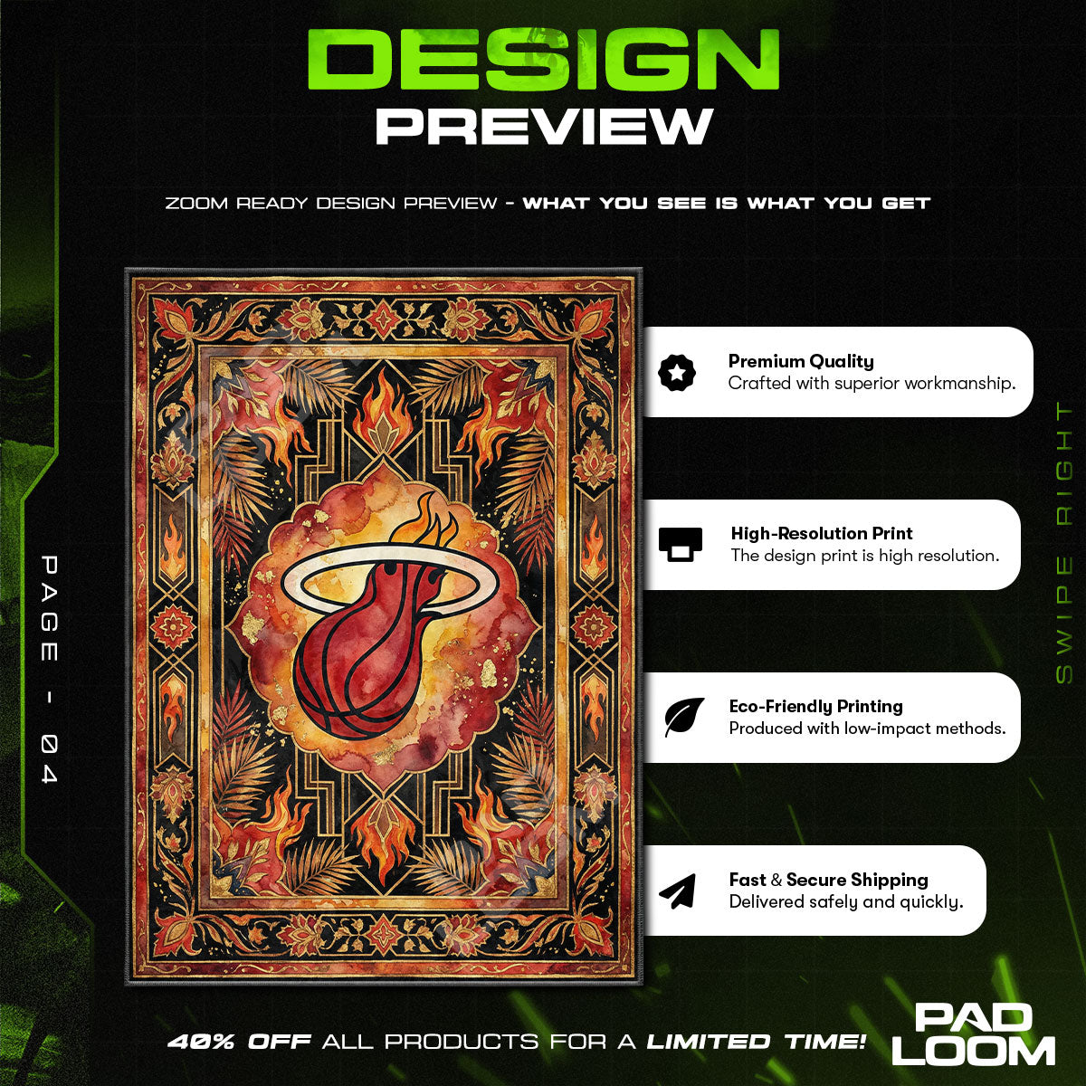 Floor character design printed on rug
