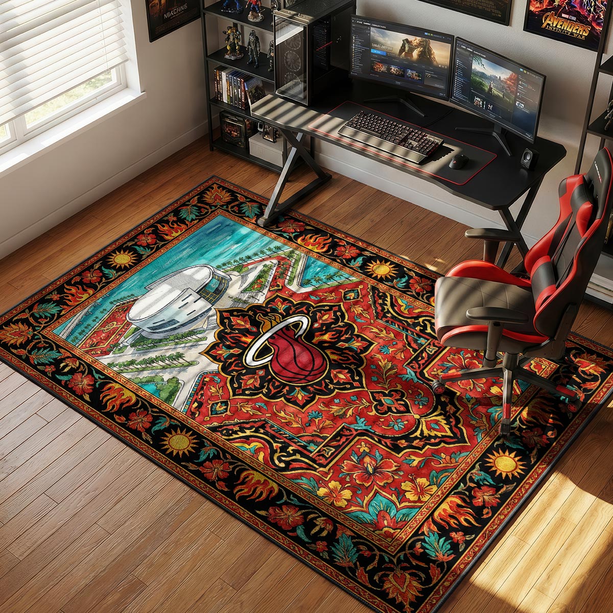 Miami Heat South Beach Basketball Floor rug — main product view