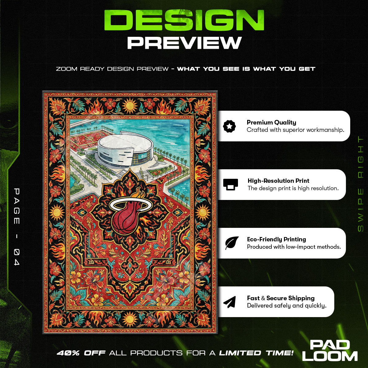 Floor character design printed on rug