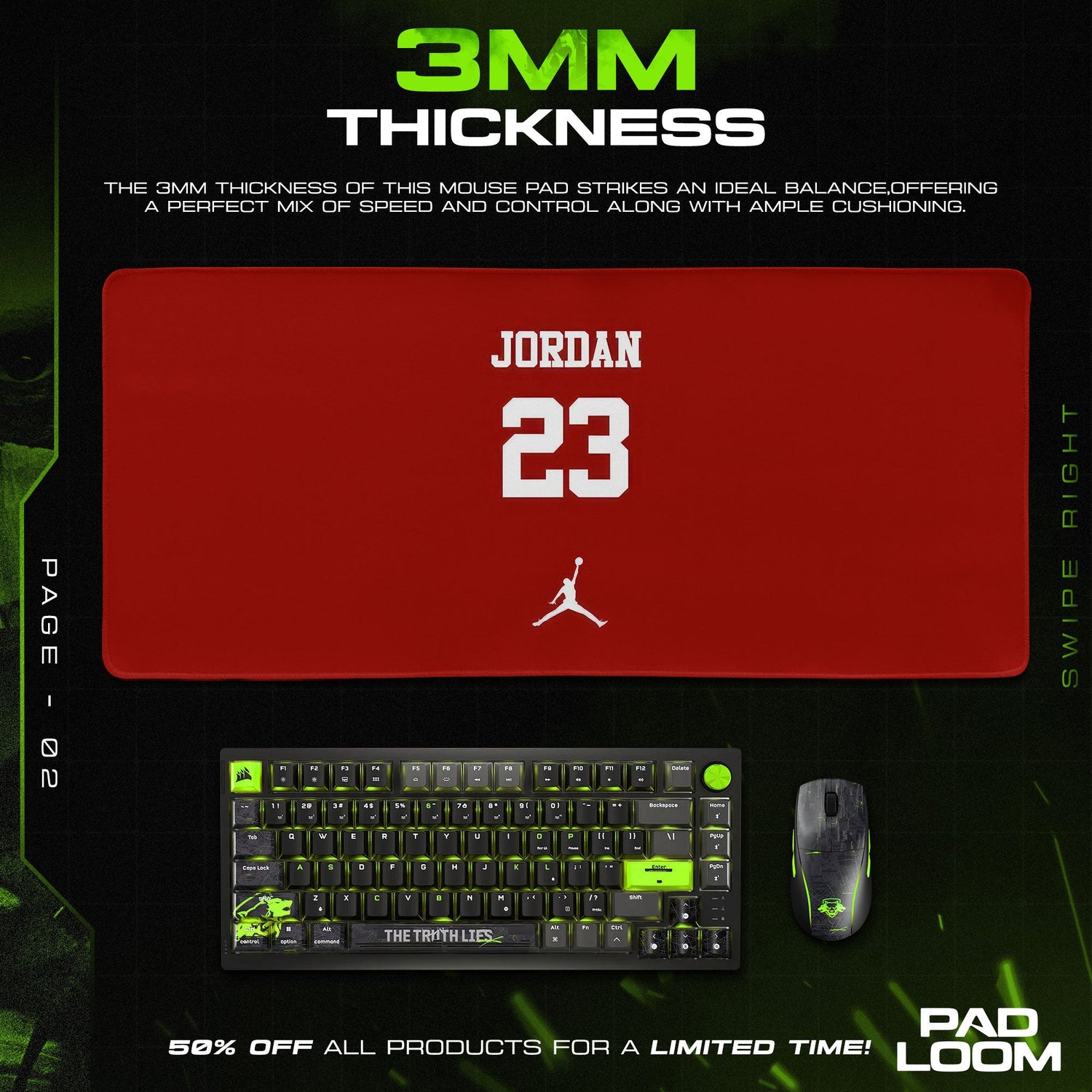 Michael Jordan 23 Mouse Pad, Minimal Pop Culture Gaming Desk Mat Padloom