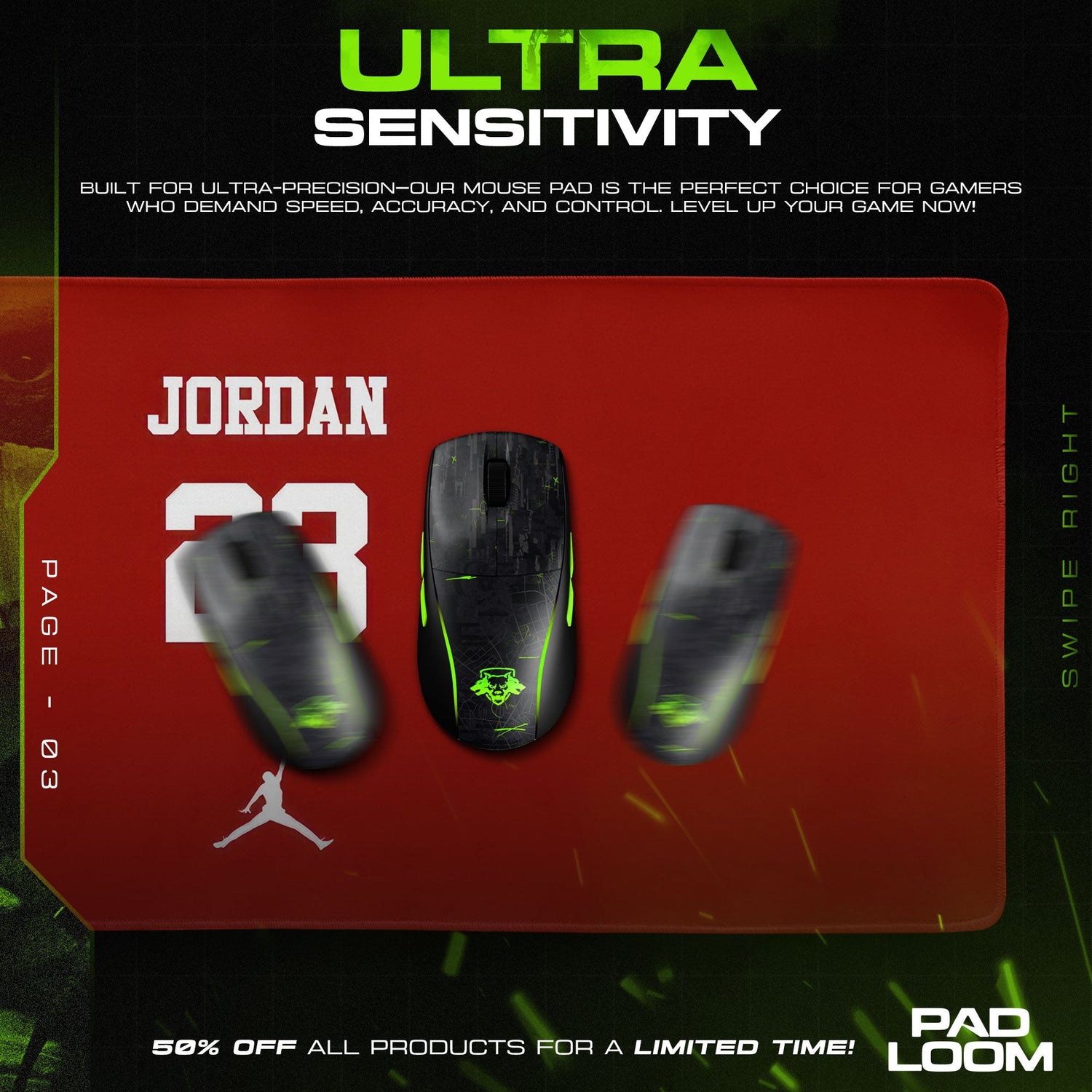 Michael Jordan 23 Mouse Pad, Minimal Pop Culture Gaming Desk Mat Padloom