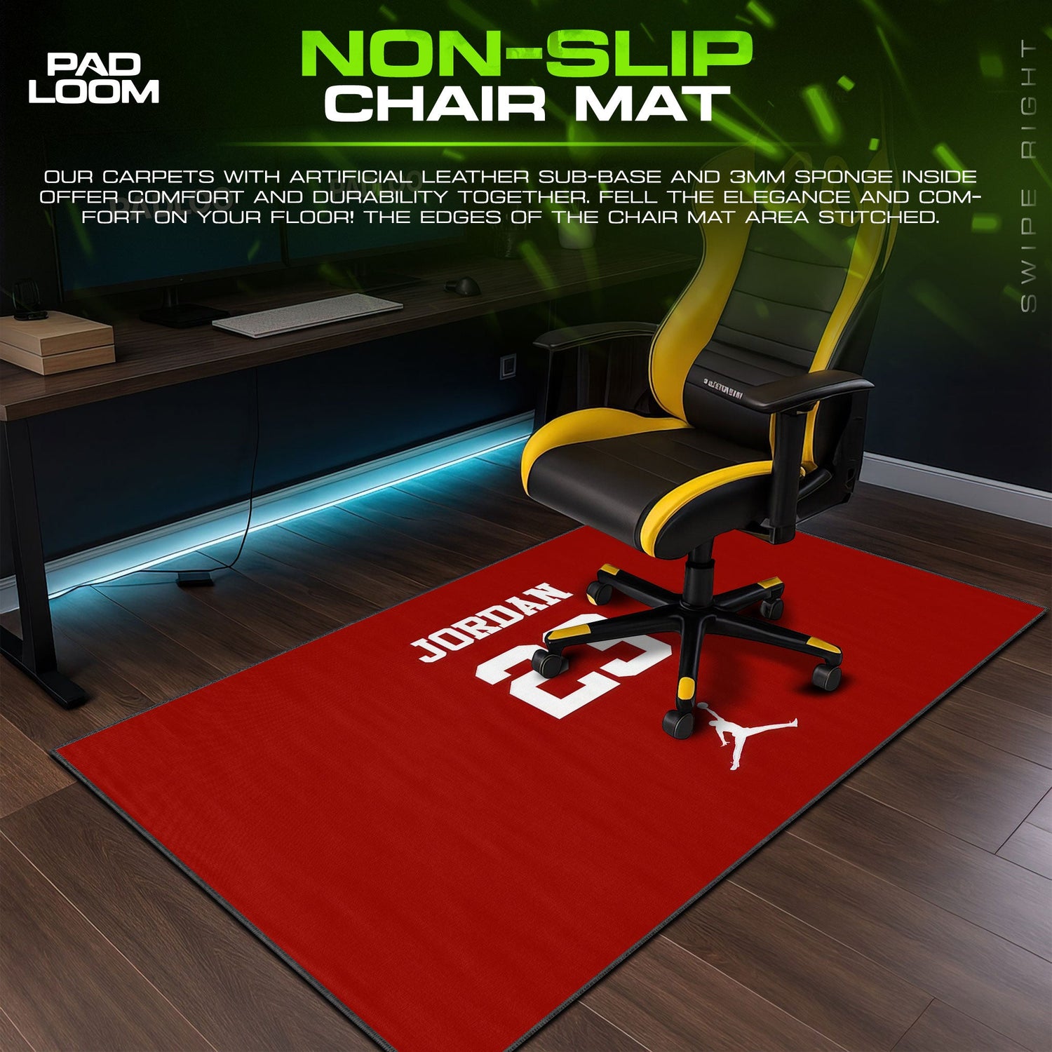 Michael Jordan 23 Mouse Pad, Minimal Pop Culture Gaming Desk Mat Padloom