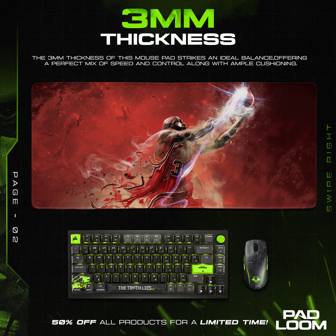 Michael Jordan Aura Mouse Pad, Pop Culture Cosmic Gaming Desk Mat