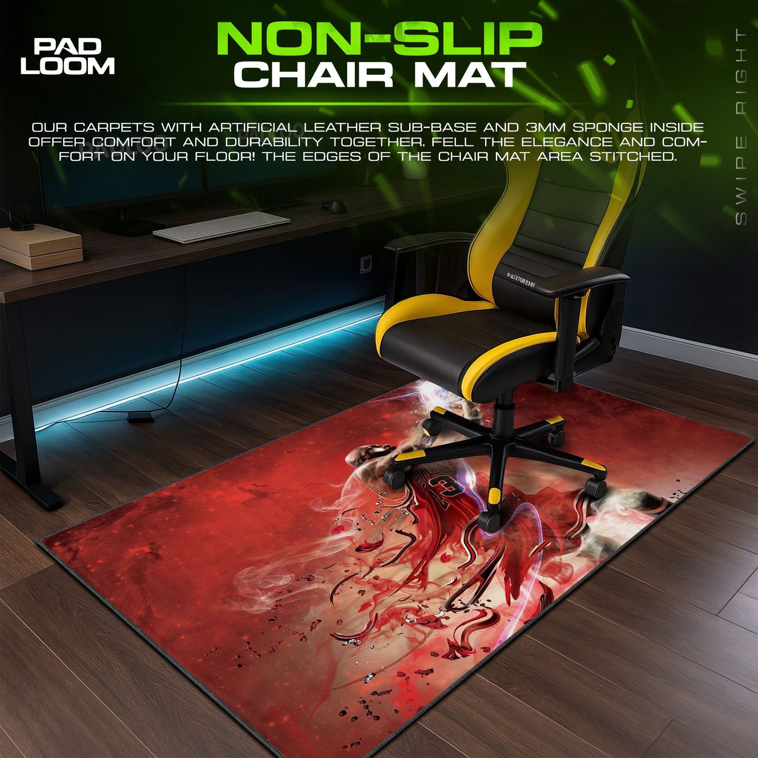Michael Jordan Aura Mouse Pad, Pop Culture Cosmic Gaming Desk Mat Padloom