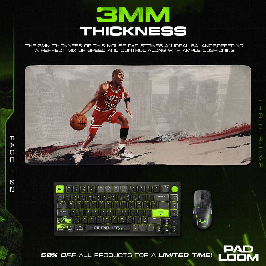 Michael Jordan City Mouse Pad, Pop Culture Chicago Gaming Desk Mat