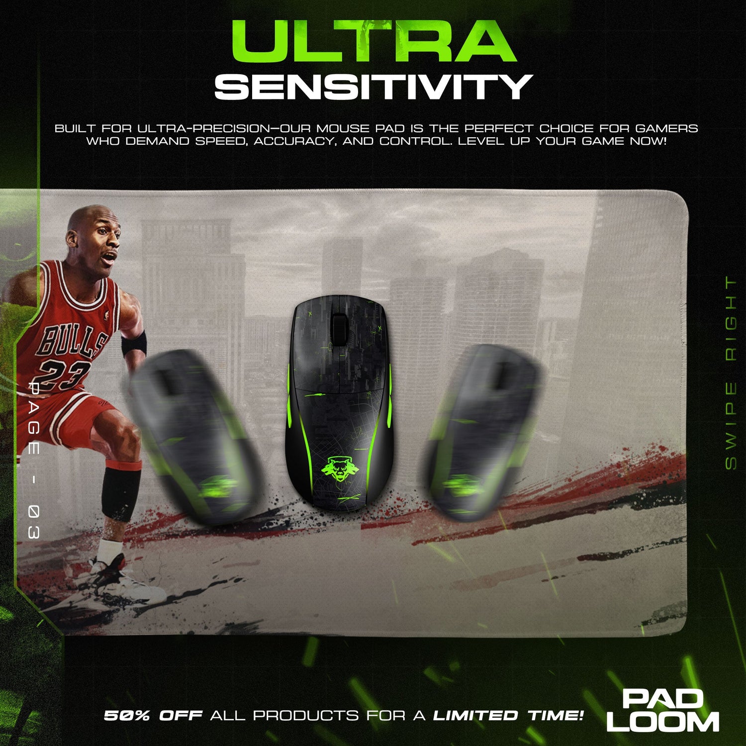 Michael Jordan City Mouse Pad, Pop Culture Chicago Gaming Desk Mat Padloom