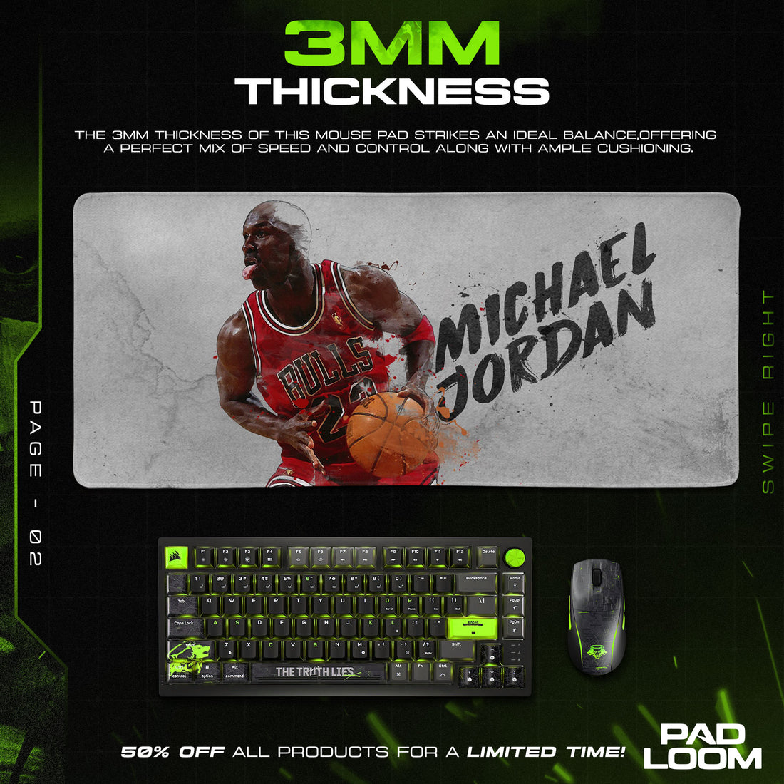 Michael Jordan Sketch Mouse Pad, Pop Culture Art Gaming Desk Mat