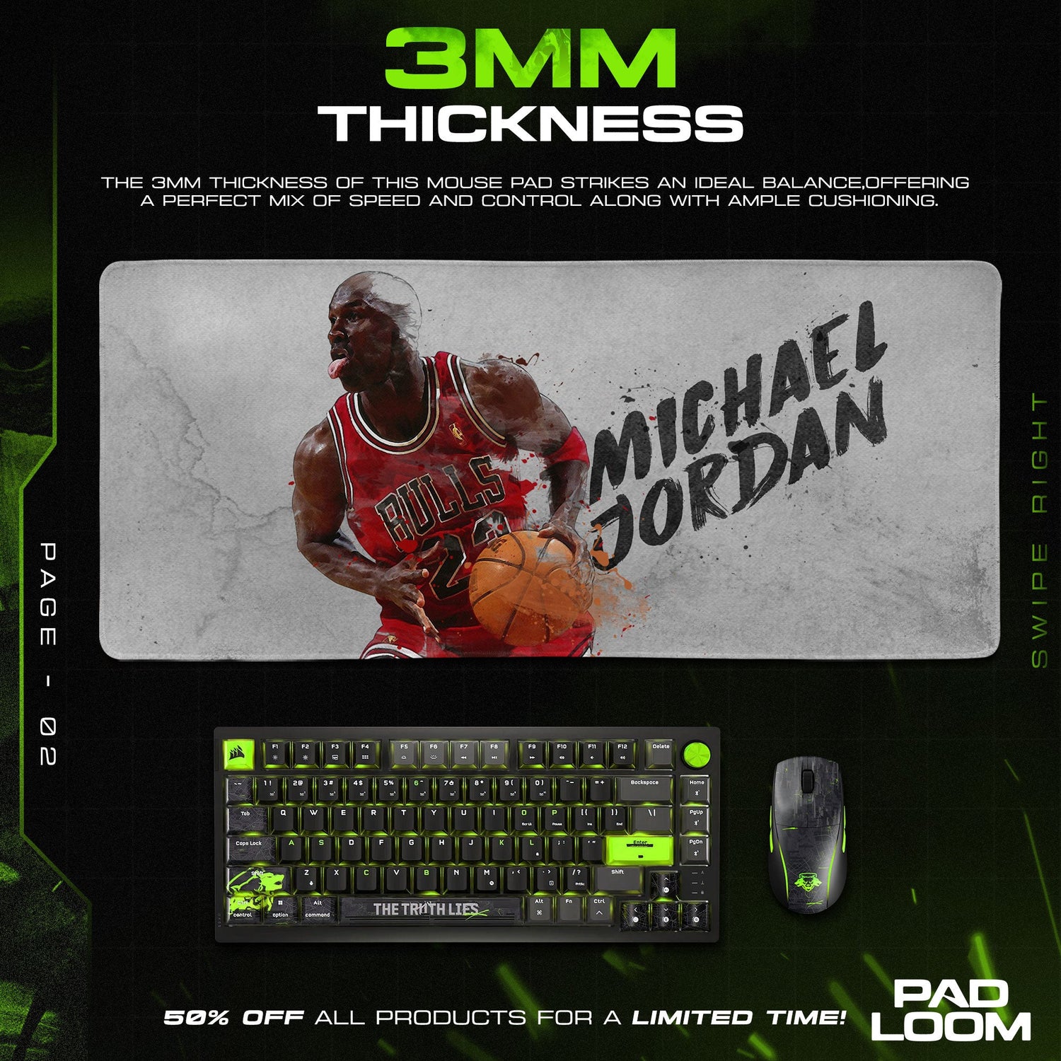 Michael Jordan Sketch Mouse Pad, Pop Culture Art Gaming Desk Mat Padloom