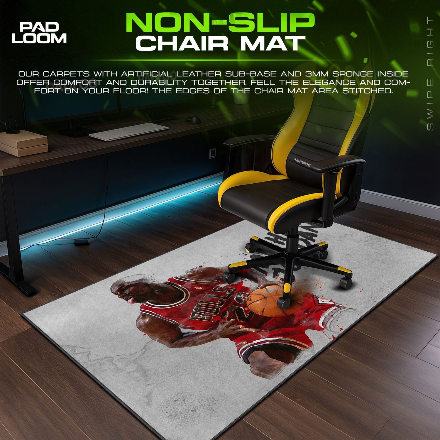 Michael Jordan Sketch Mouse Pad, Pop Culture Art Gaming Desk Mat Padloom
