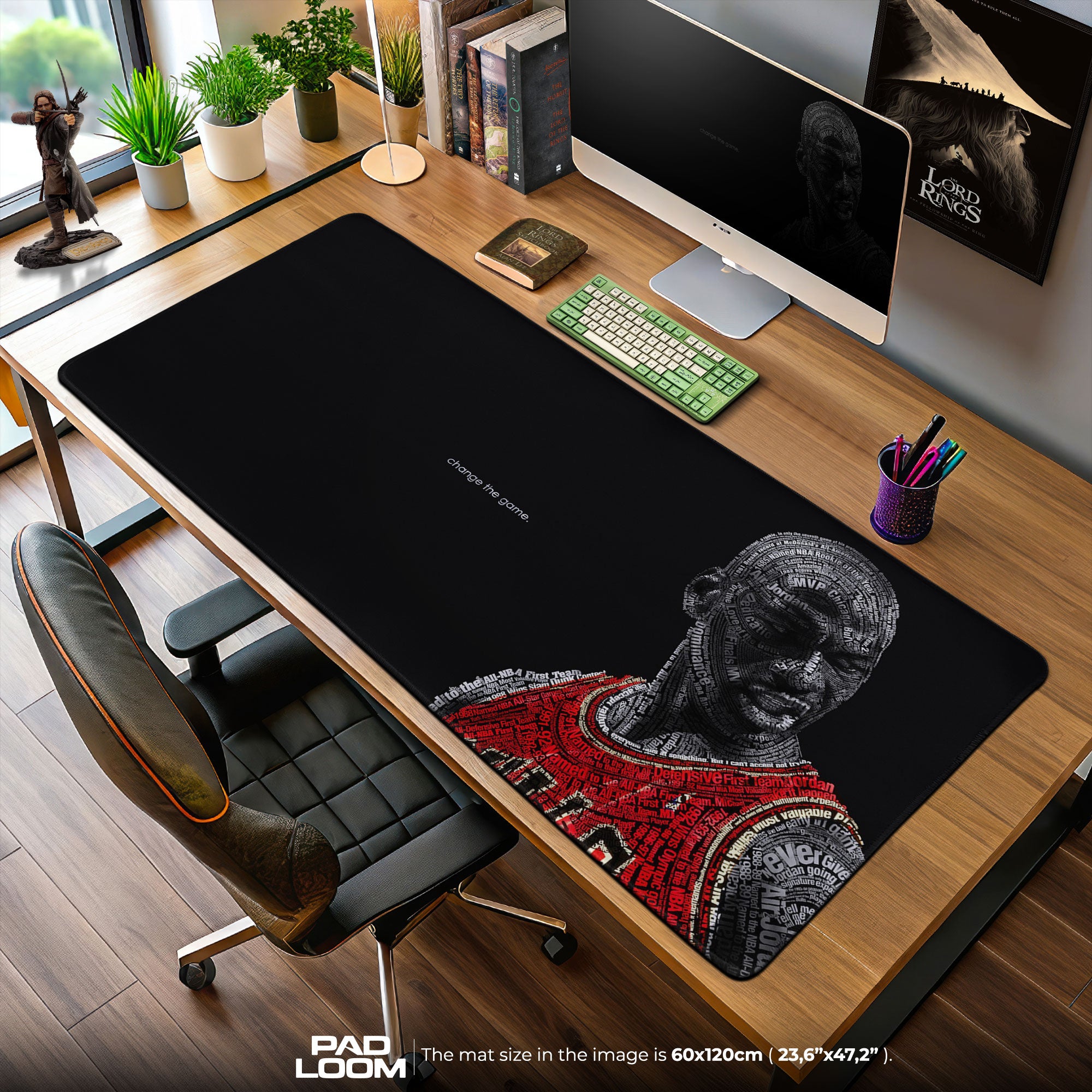Michael Jordan Text Art Mauspad, Pop Culture Zitat Gaming Schreibtischmatte