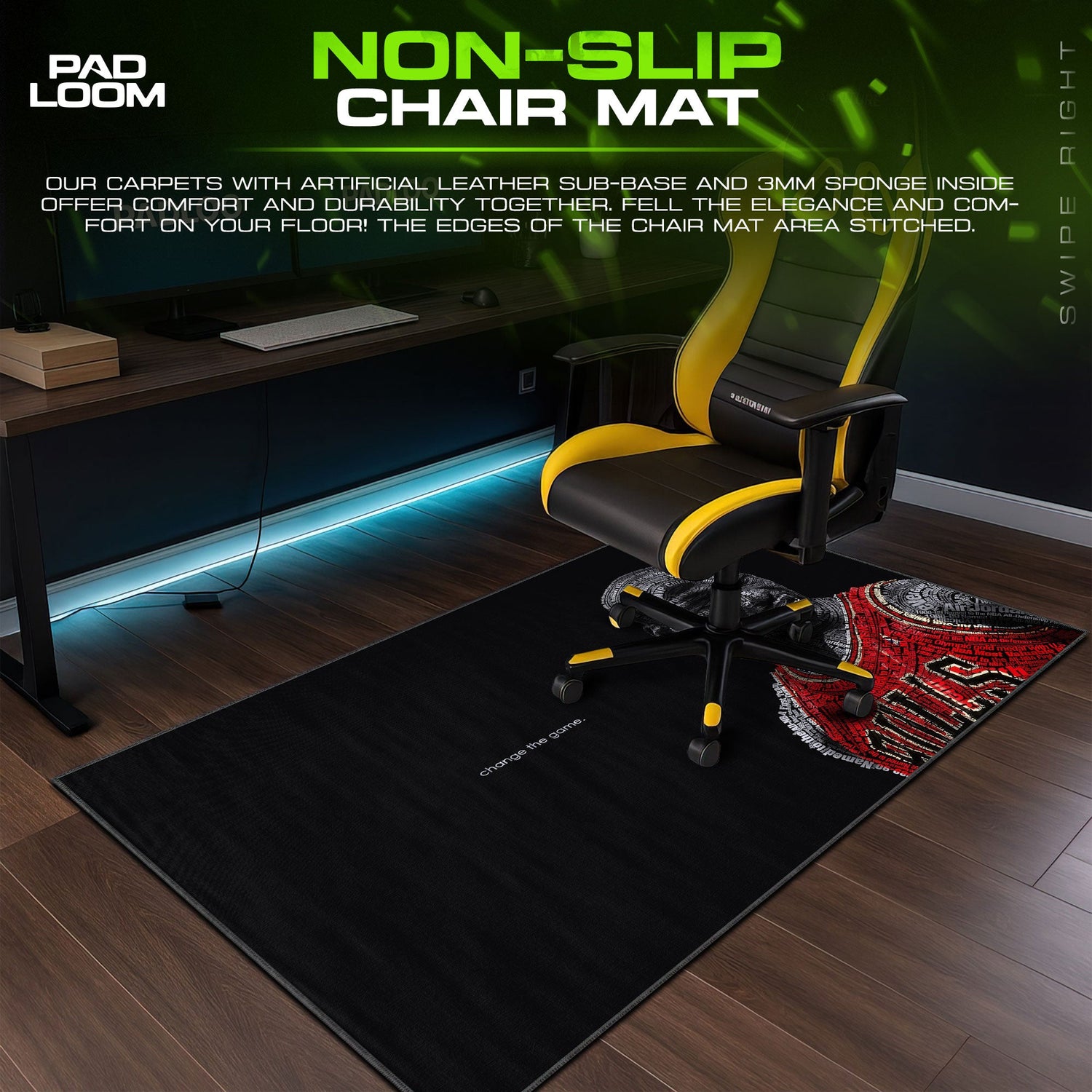 Michael Jordan Text Art Mouse Pad, Pop Culture Quote Gaming Desk Mat Padloom