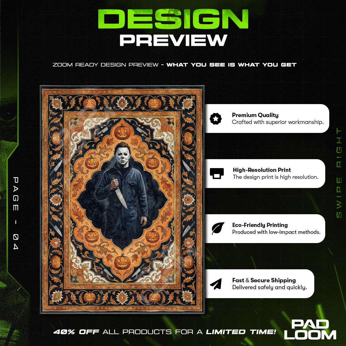 Room character design printed on rug