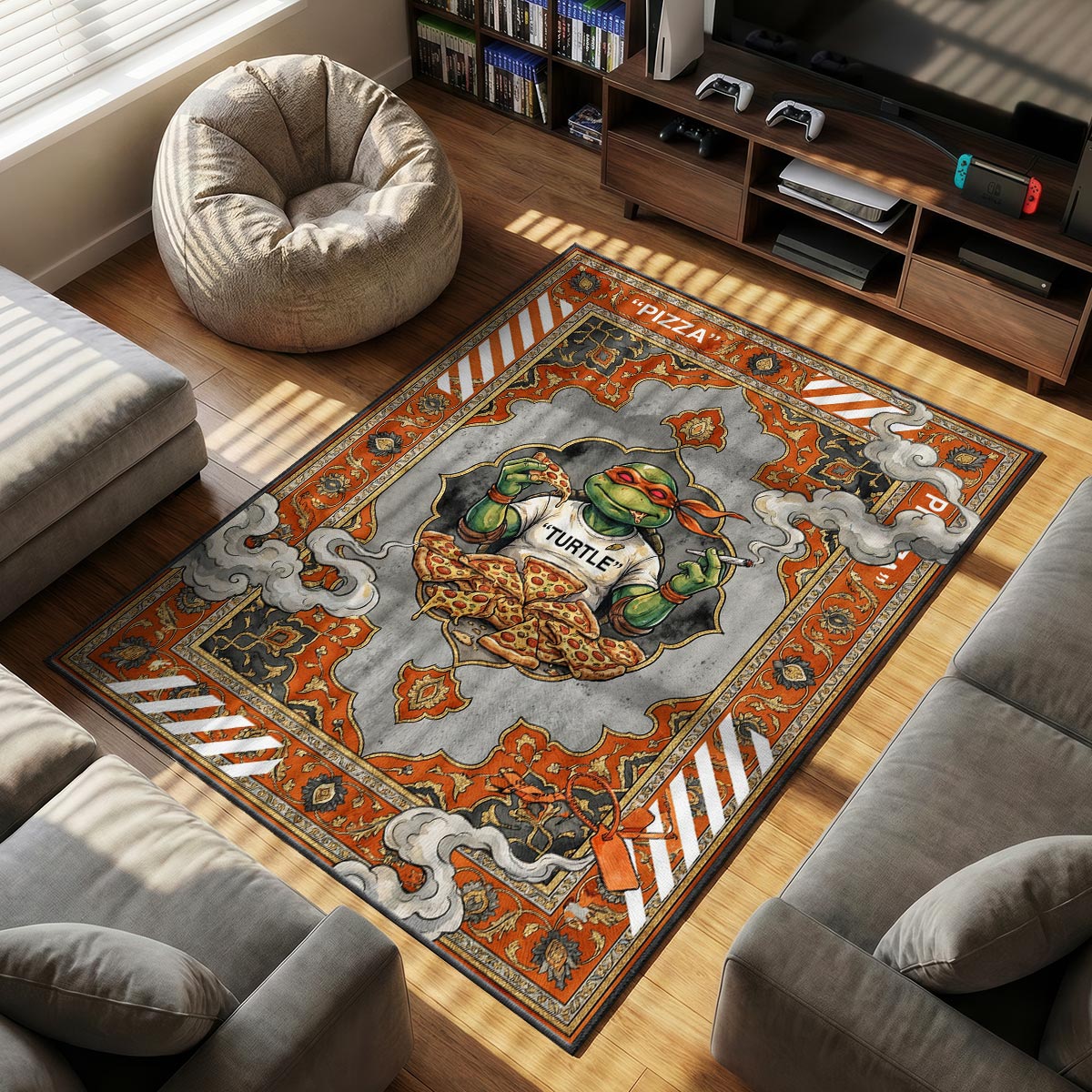 TMNT Michelangelo Off-White Style Rug - Streetwear Floor Mat – Padloom