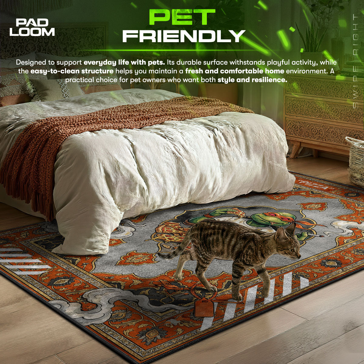 TMNT Michelangelo Off-White Style Rug - Streetwear Floor Mat