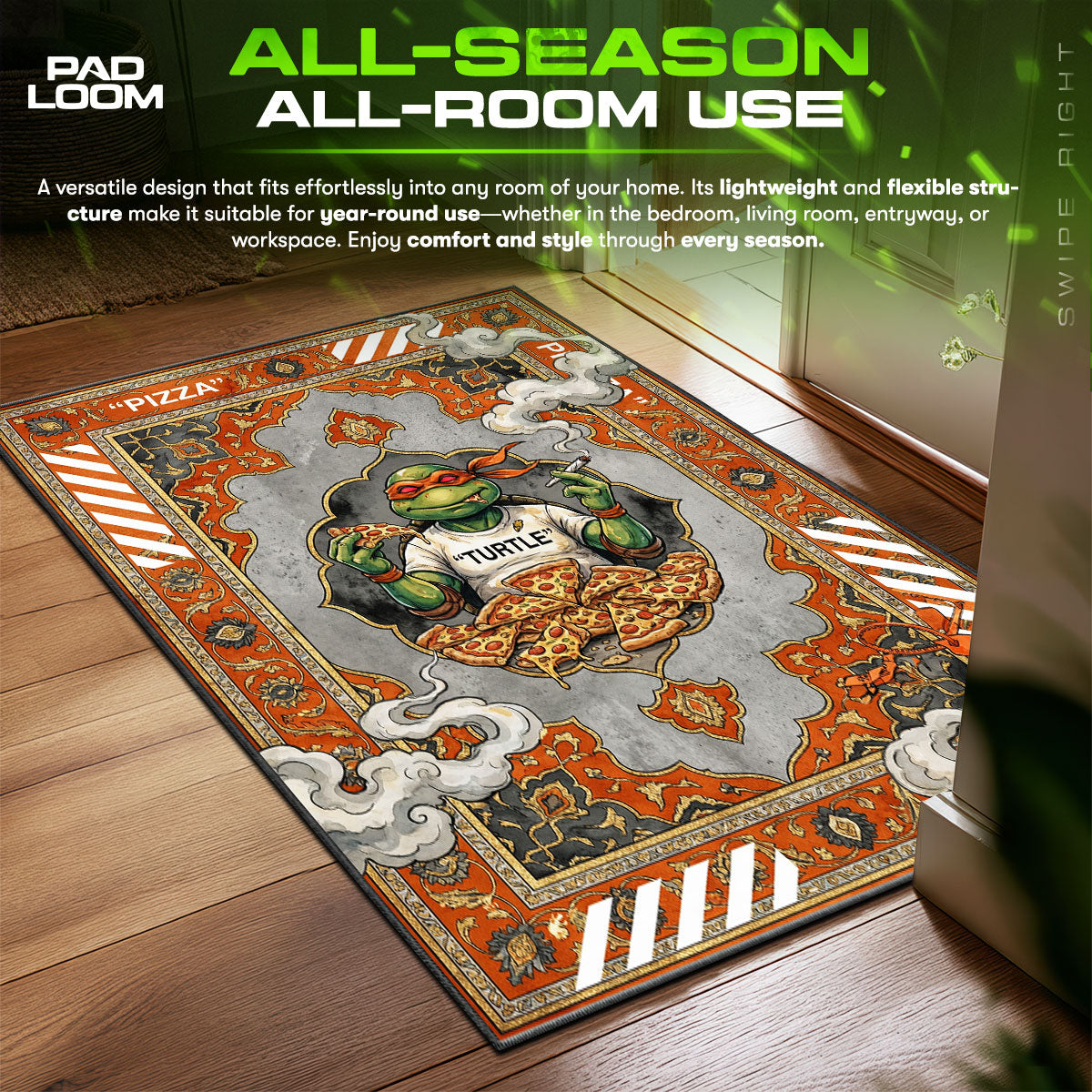 TMNT Michelangelo Off-White Style Rug - Streetwear Floor Mat