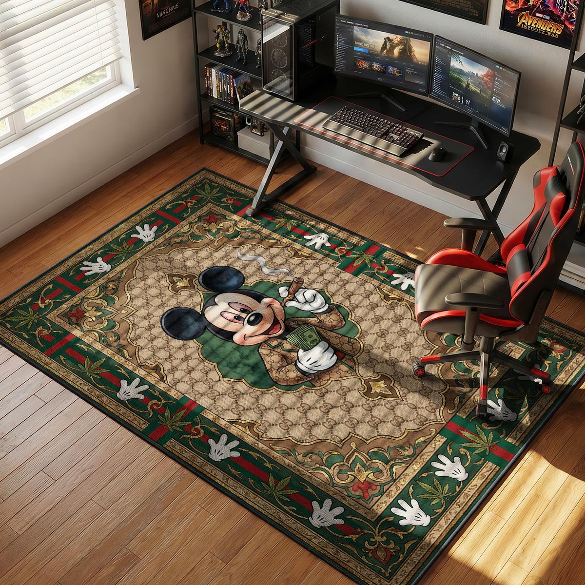 Mickey Mouse Gucci Monogram Rug - Luxury Floor Mat