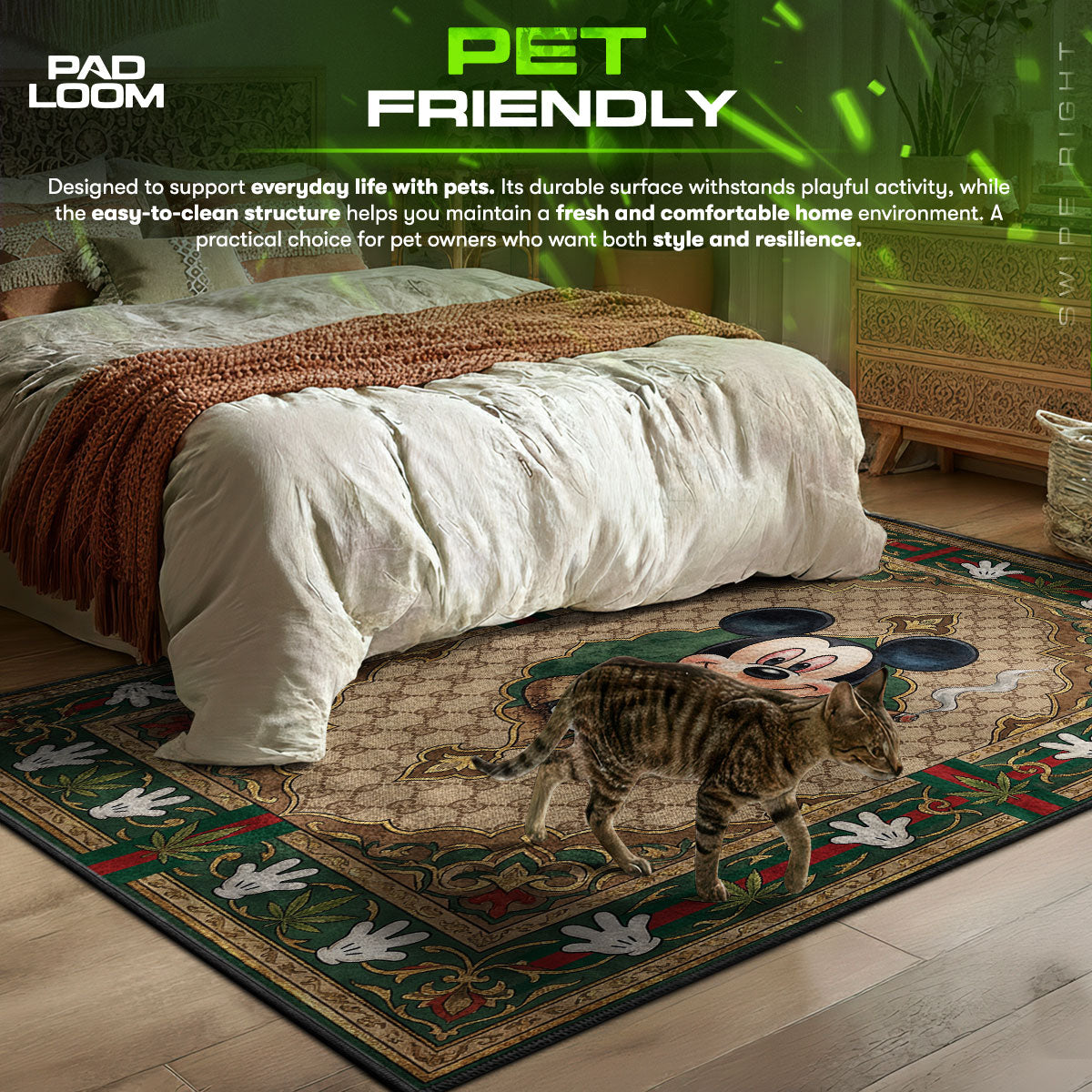 Mickey Mouse Gucci Monogram Rug - Luxury Floor Mat