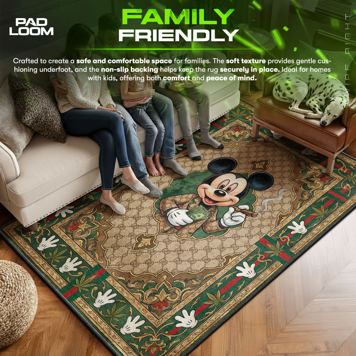 Mickey Mouse Gucci Monogram Rug - Luxury Floor Mat