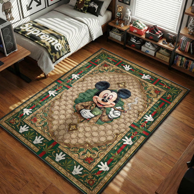 Mickey Mouse Gucci Monogram Rug - Luxury Floor Mat