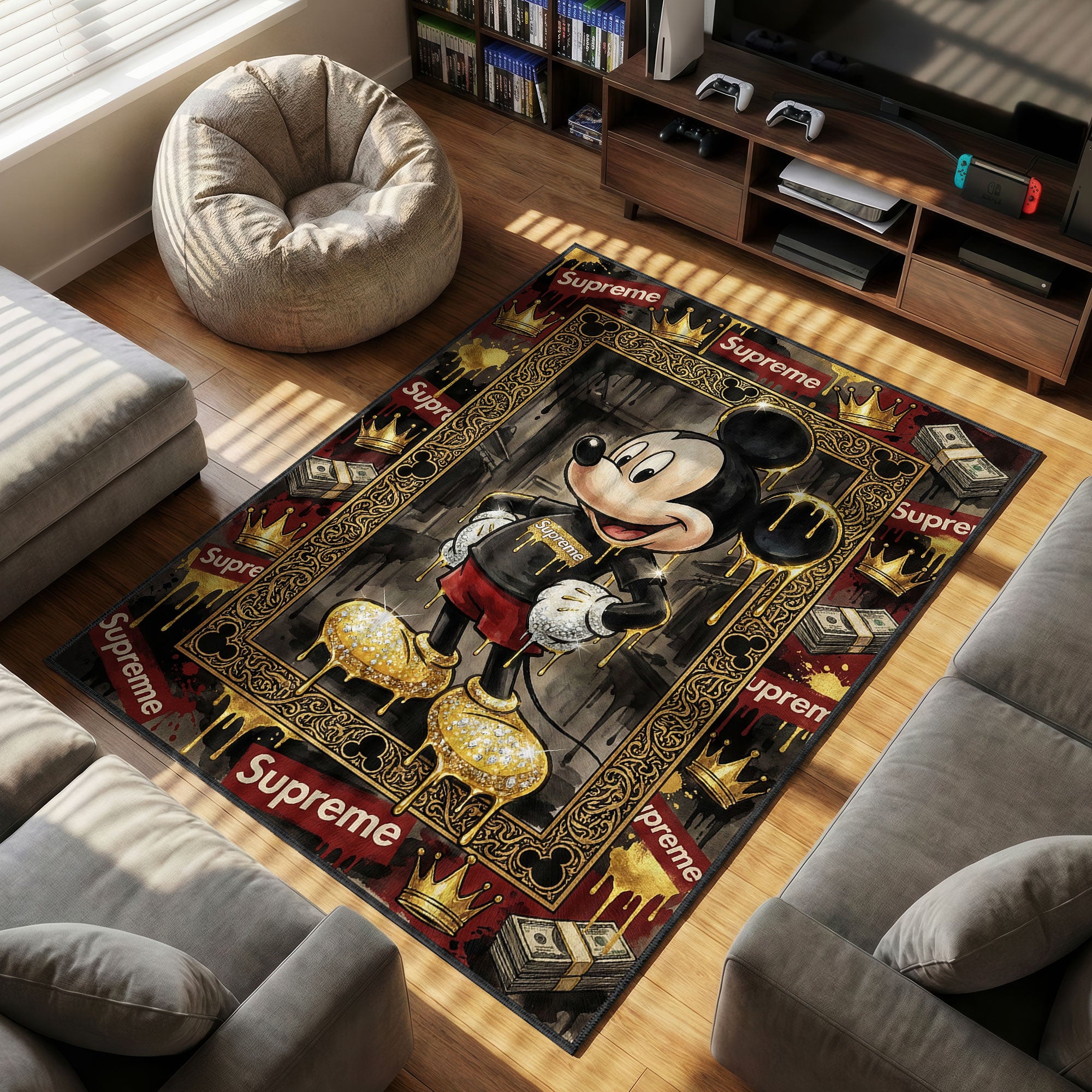 Mickey Supreme themed area rug for home decor fans