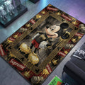 Mickey Mouse wearing Supreme shirt with dripping gold shoes and money stacks hypebeast area rug