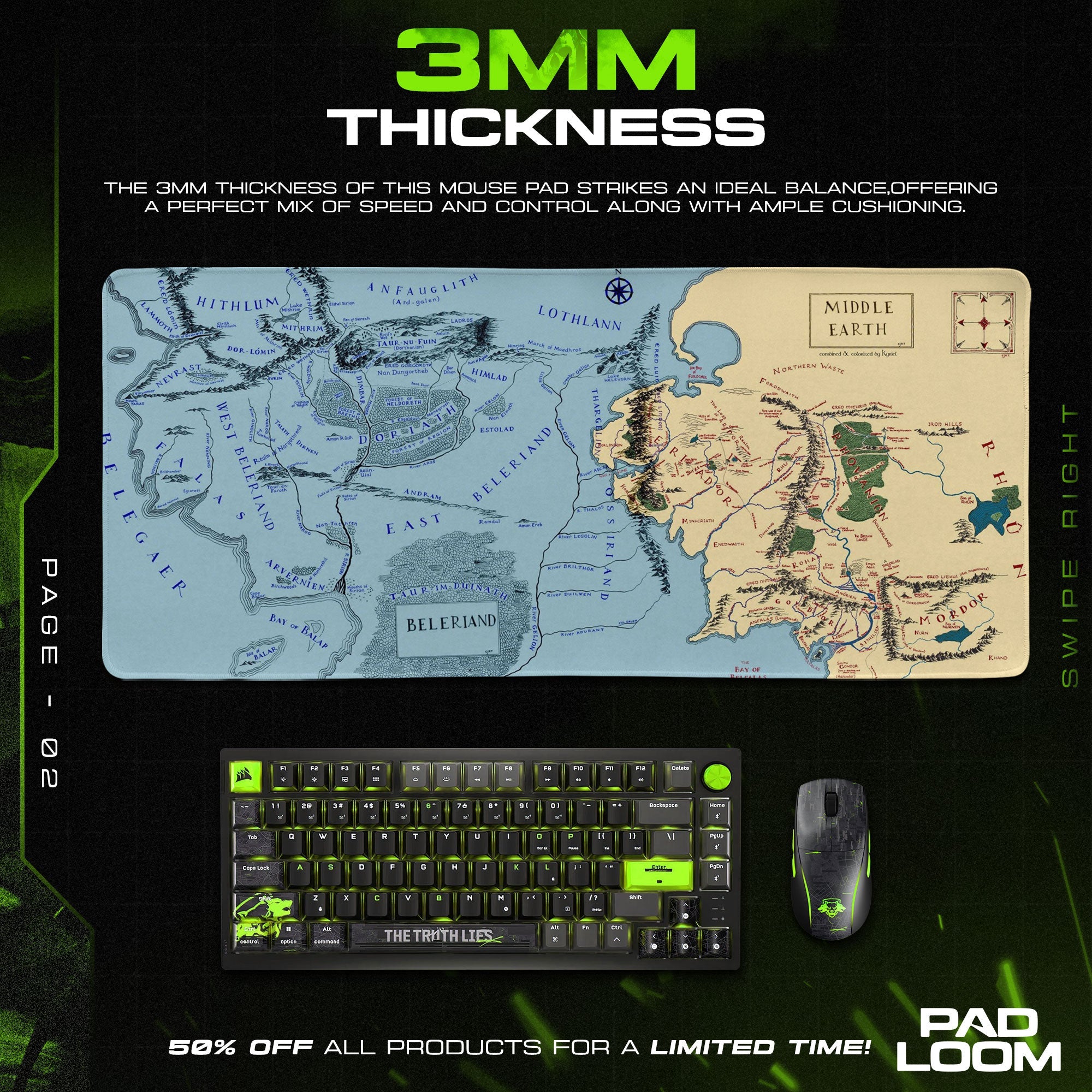 Middle-earth Map Mouse Pad - LOTR Fantasy Gaming Mouse Pad Padloom