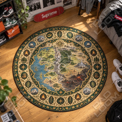 Middle Earth Map Round Rug - Lord of the Rings Chair Mat