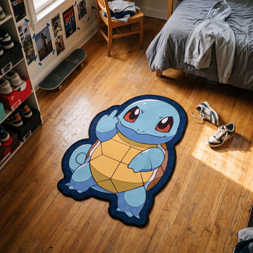 Middle Finger Squirtle Rug - Shaped Anime Area Rug