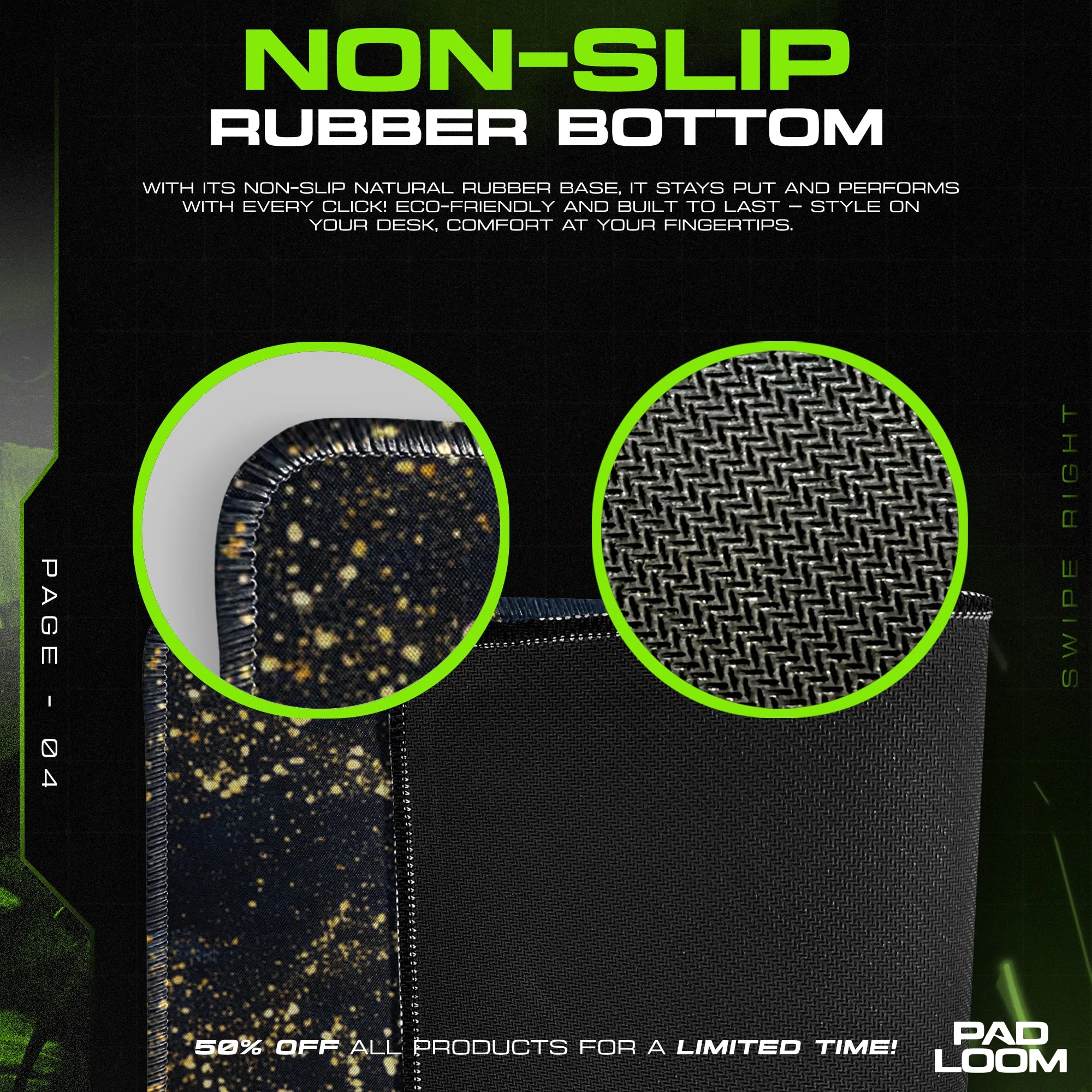 Midnight Gold Flow Mouse Pad - Abstract Desk Mat