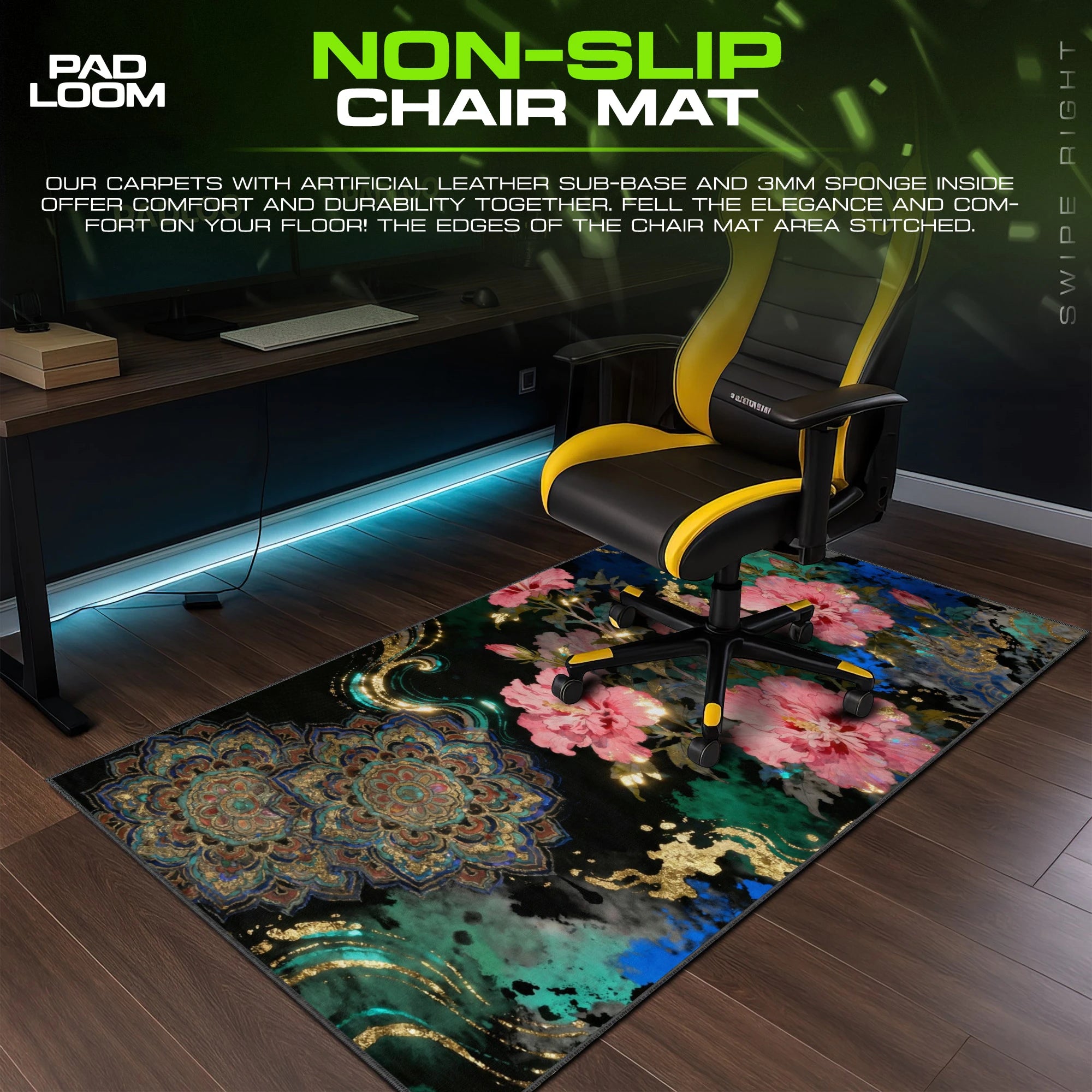 Midnight Hibiscus Mouse Pad - Floral Art Desk Mat