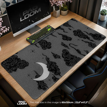 Midnight Moon Mouse Pad - Celestial Smoke Gaming Desk Mat