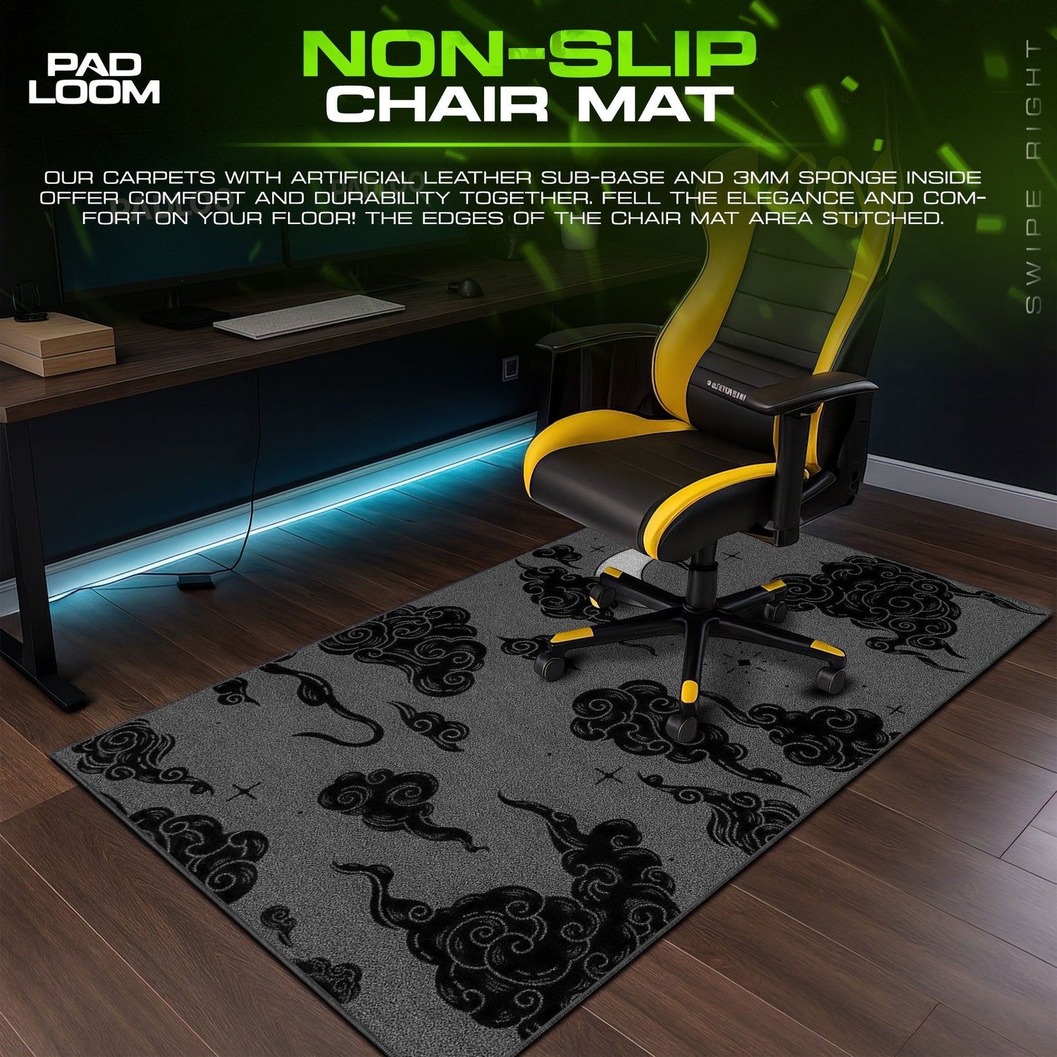 Midnight Moon Mouse Pad - Celestial Smoke Gaming Desk Mat Padloom