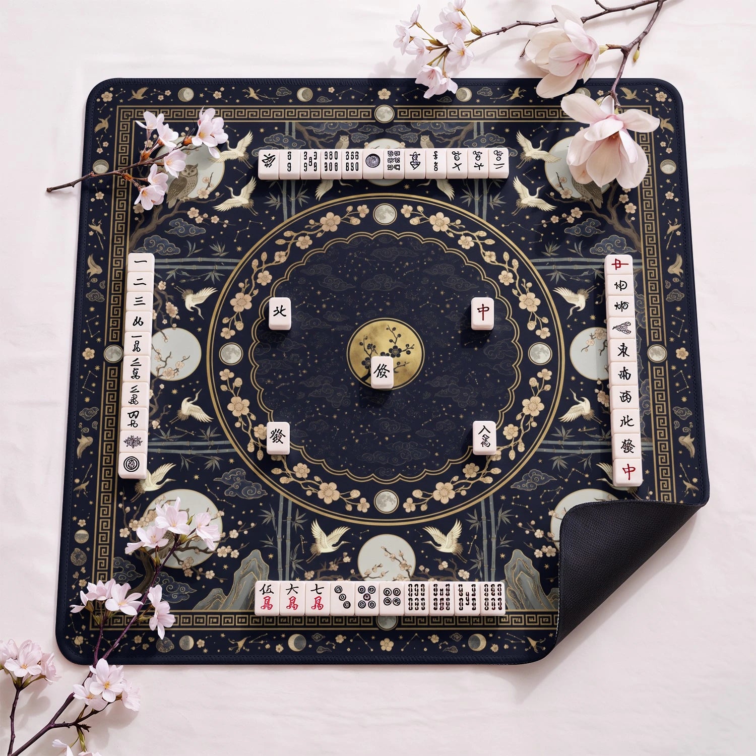 Midnight Owl Mahjong Mat - Mah Jongg Table Mat