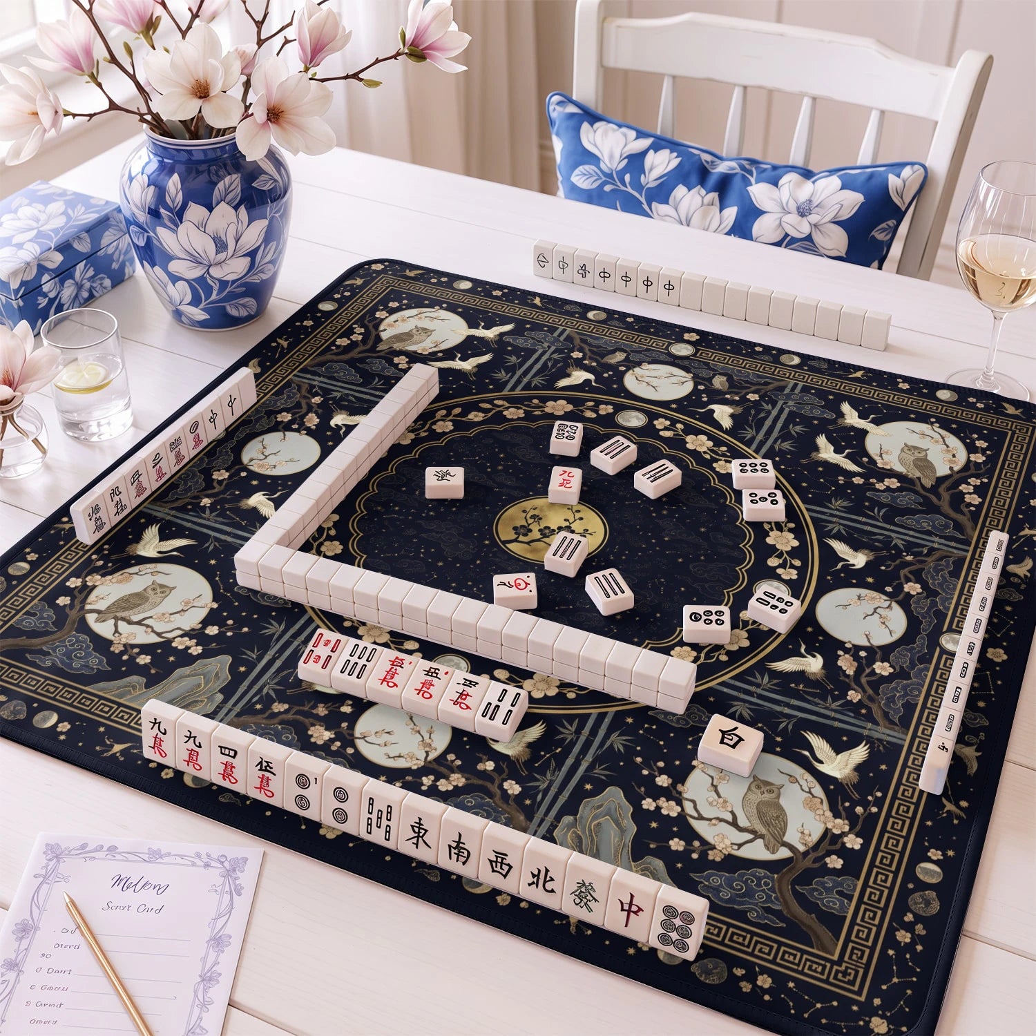 Midnight Owl Mahjong Mat - Mah Jongg Table Mat