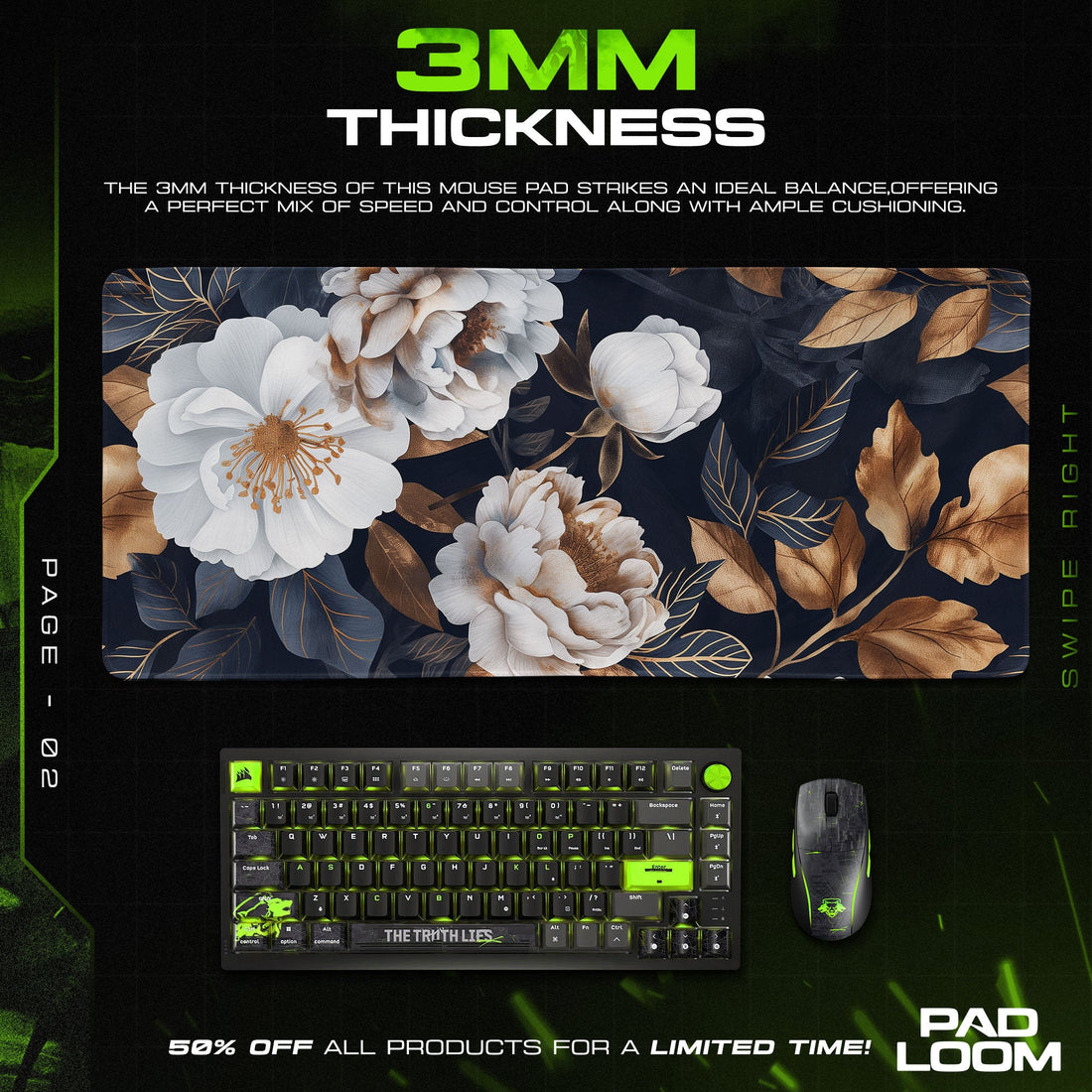 Regal Garden Mouse Pad - Vintage Estate Desk Mat Padloom