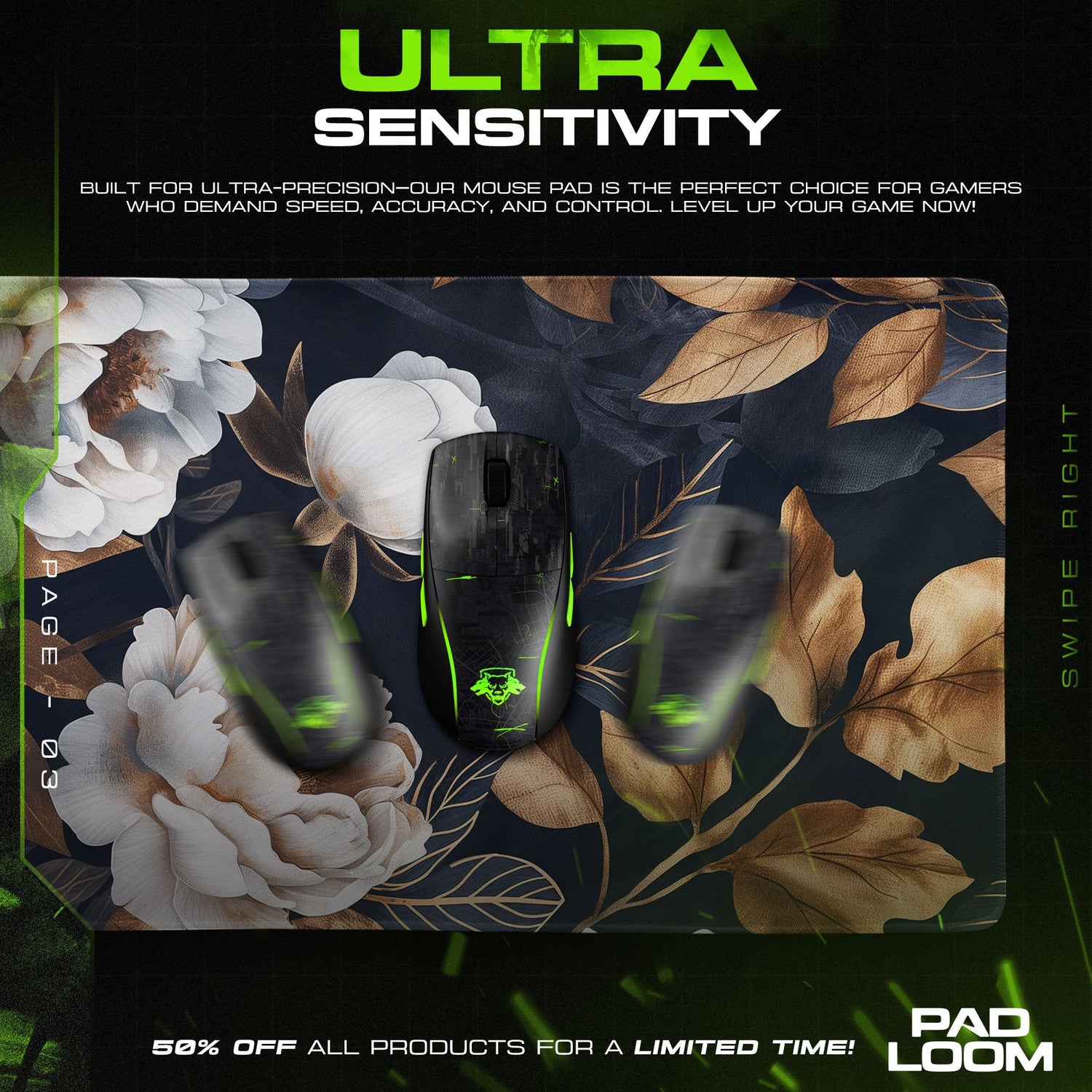 Regal Garden Mouse Pad - Vintage Estate Desk Mat Padloom