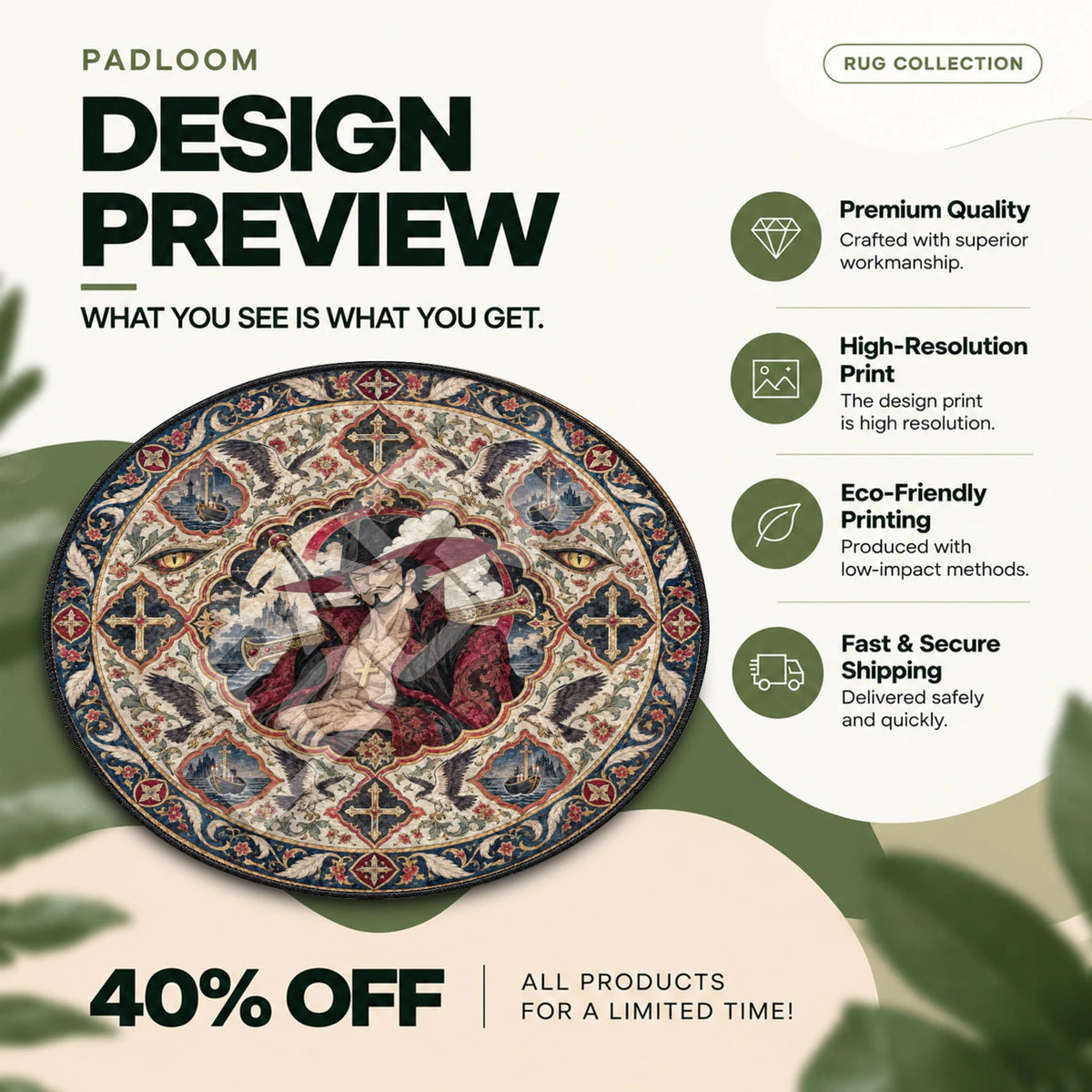 Mihawk Moonlit One Piece round rug full design preview