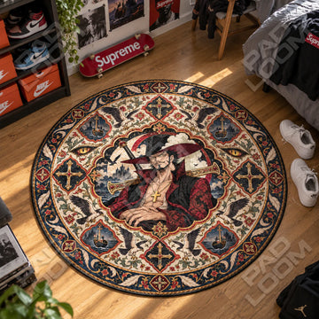 Mihawk Moonlit One Piece round rug on a bedroom floor - One Piece chair mat