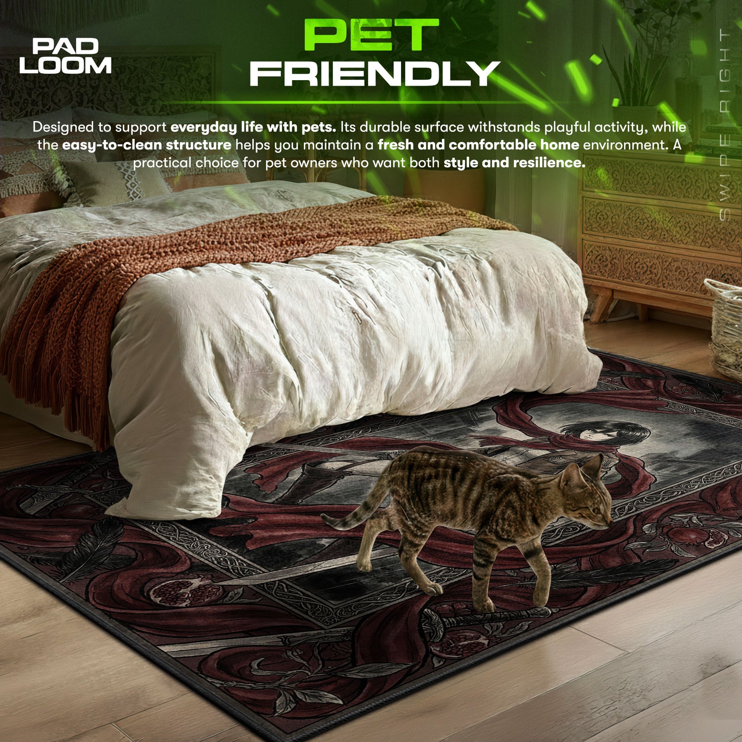 Mikasa Ackerman Red Scarf Gothic Rug - Attack on Titan Chair Mat