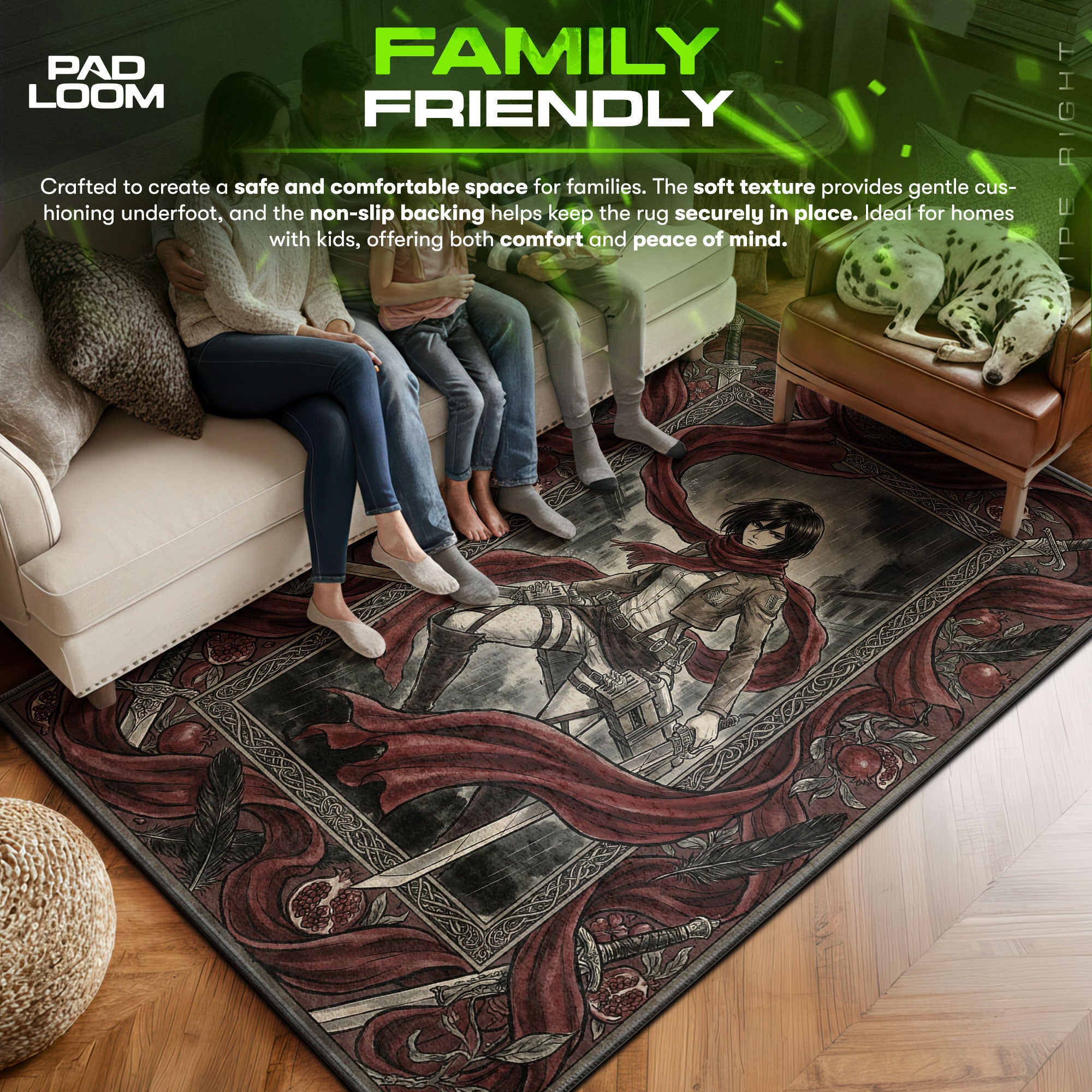 Mikasa Ackerman Red Scarf Gothic Rug - Attack on Titan Chair Mat