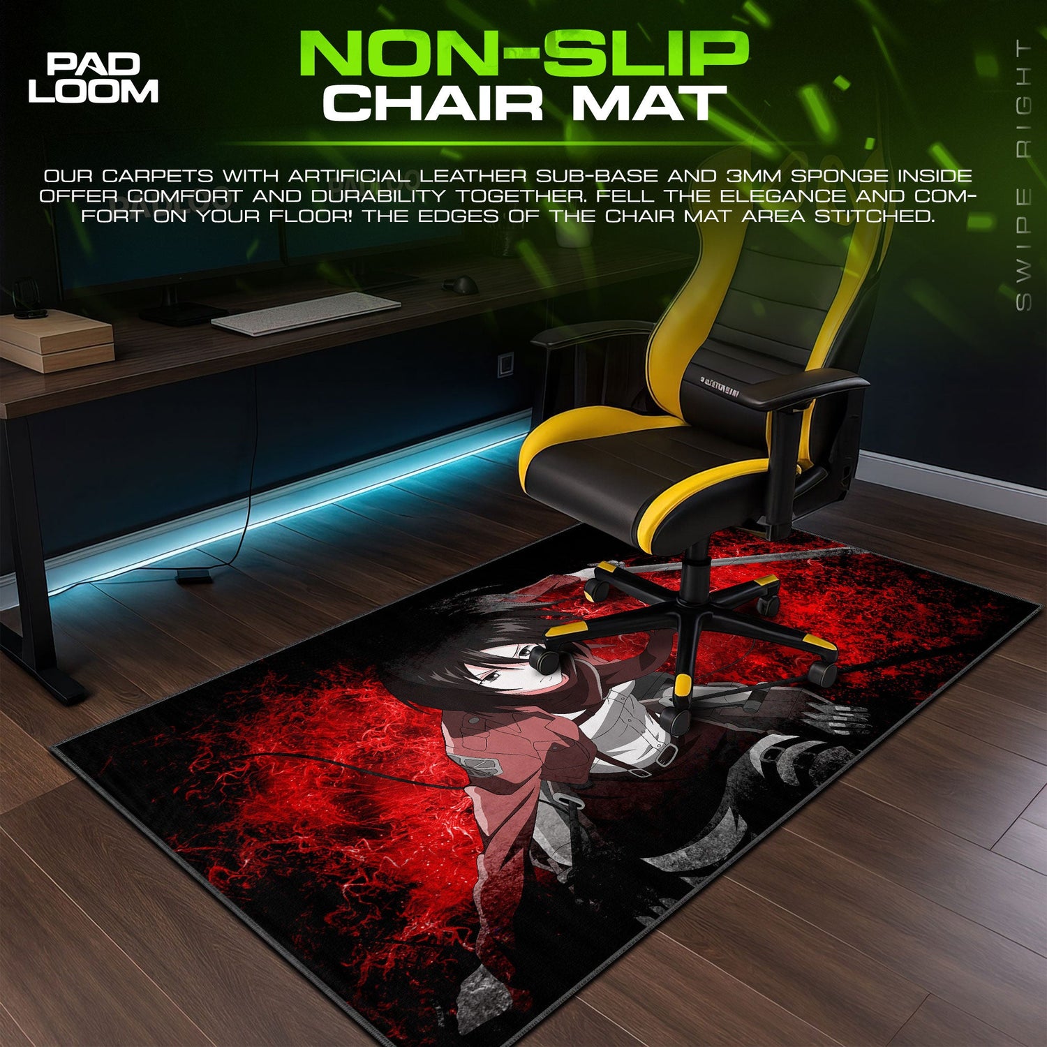 Mikasa Ackerman Mouse Pad - Bloodline Resolve Anime Desk Mat Padloom