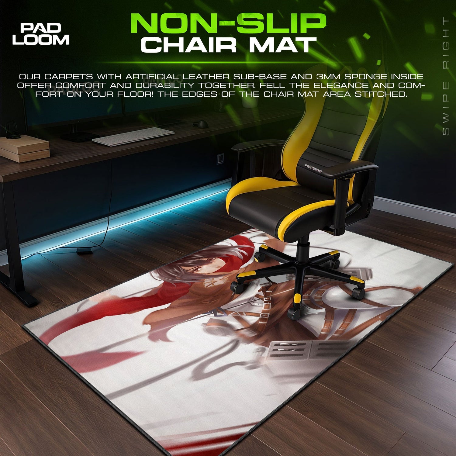 Mikasa Ackerman Mouse Pad - Crimson Wind Anime Desk Mat Padloom