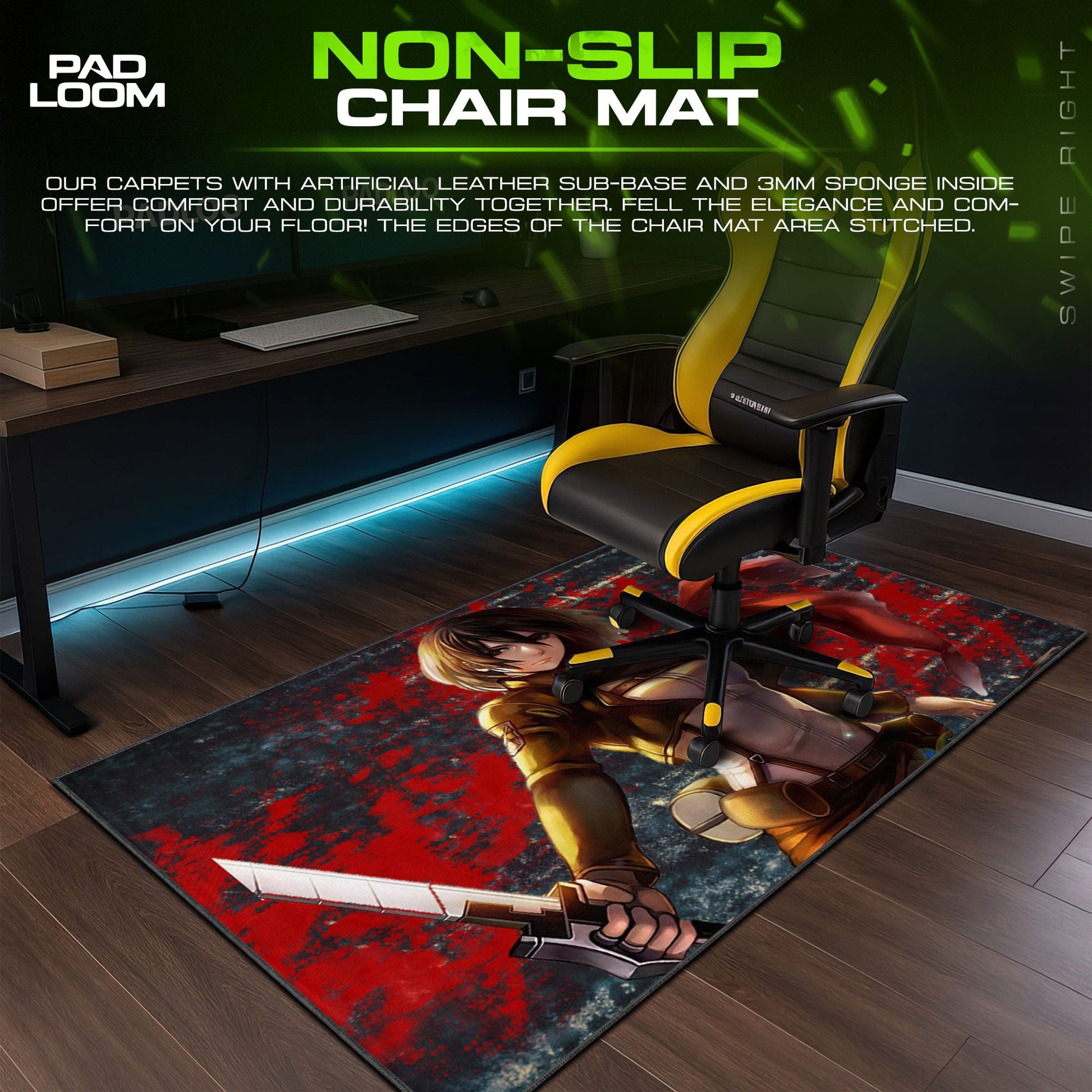 Mikasa Ackerman Mouse Pad - Scarlet Valor Anime Desk Mat Padloom