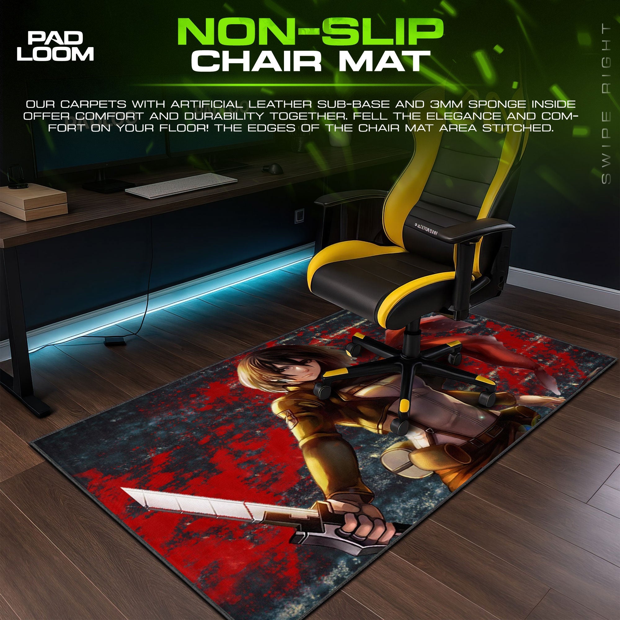 Mikasa Ackerman Mouse Pad - Scarlet Valor Anime Desk Mat Padloom